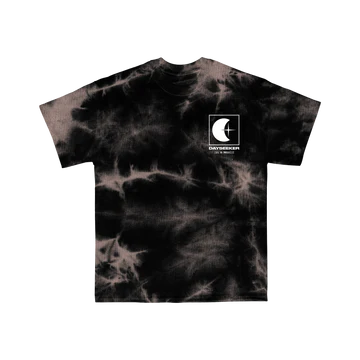 Our Dyed t-shirt, a short sleeve t-shirt dyed in dark colors, featuring Dayseeker's logo top left of the tee